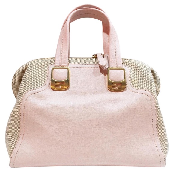 Fendi pink leather canvas chameleon handbag